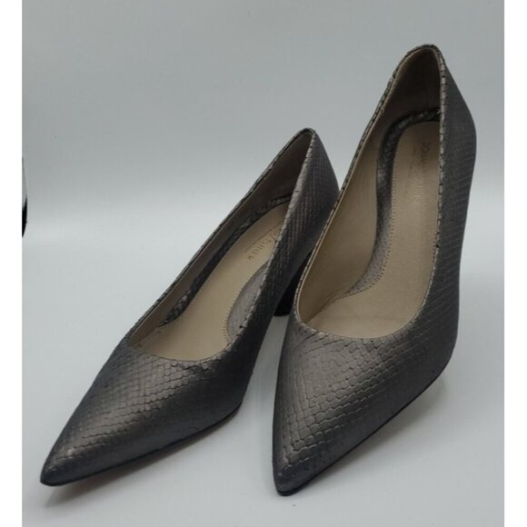 DONALD J PLINER  GEM Gray Snakeskin Pumps ITALY 10M Heels - Picture 1 of 11